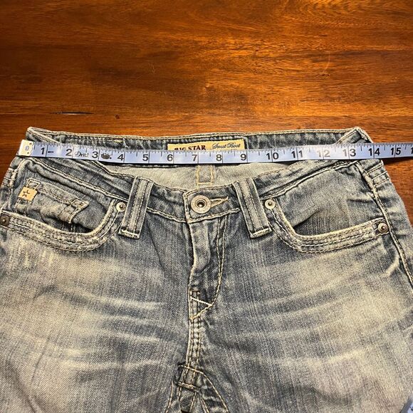 Big Star Sweet Boots Ultra Low Rise Light Wash Distressed Jeans Good VTG - Picture 5 of 14